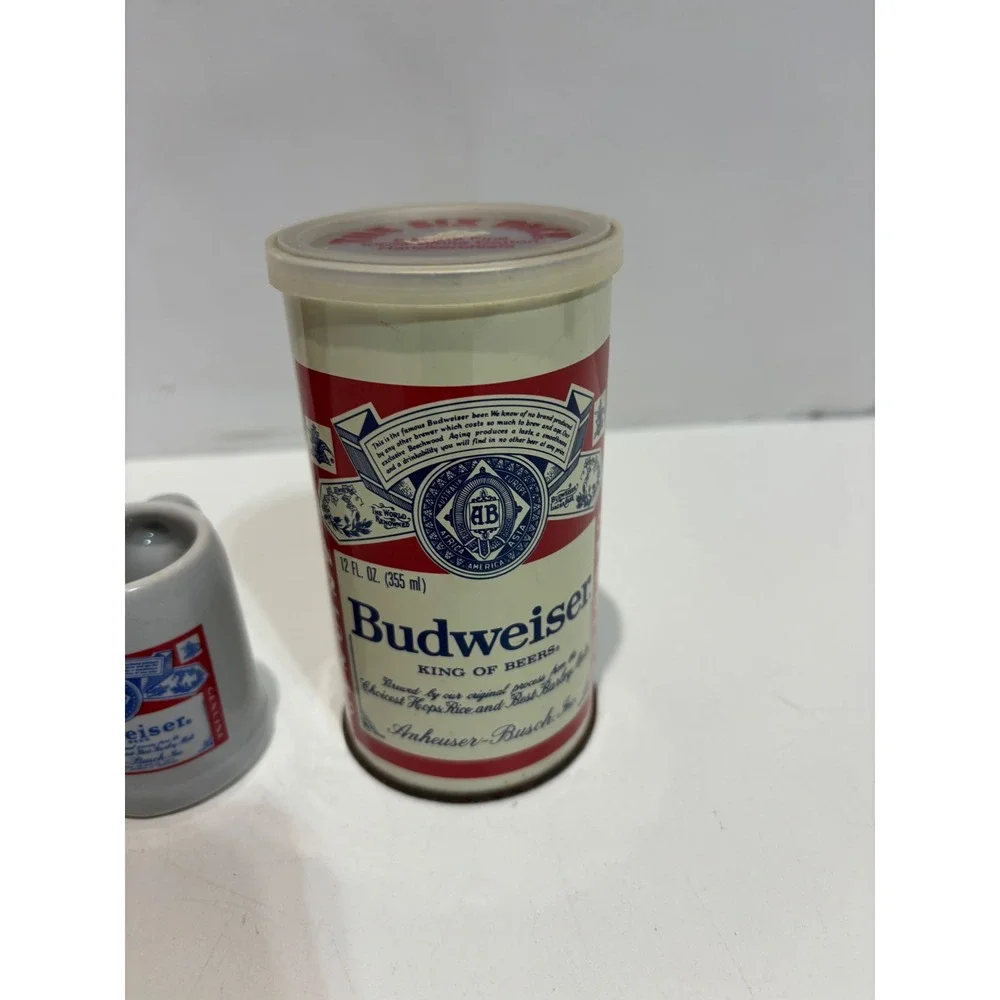 VTG Budweiser Barware Collectibles OS Red White Blue Glass Mini Stein Canister